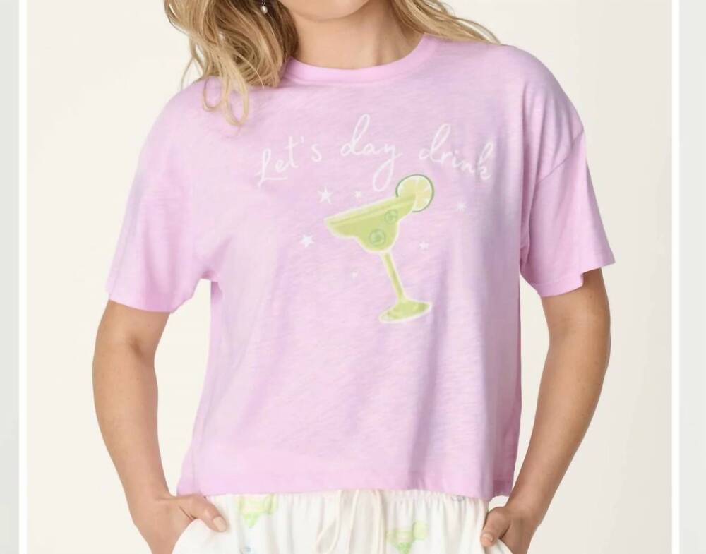 NEW PJ SALVAGE let's day drink tee in pink